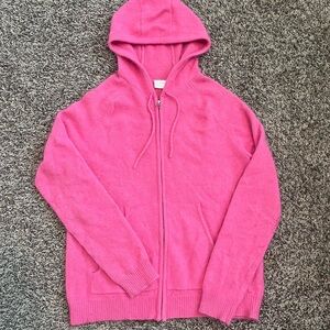 Isaac mizrahi hot pink y2k style fuzzy zip up hoodie